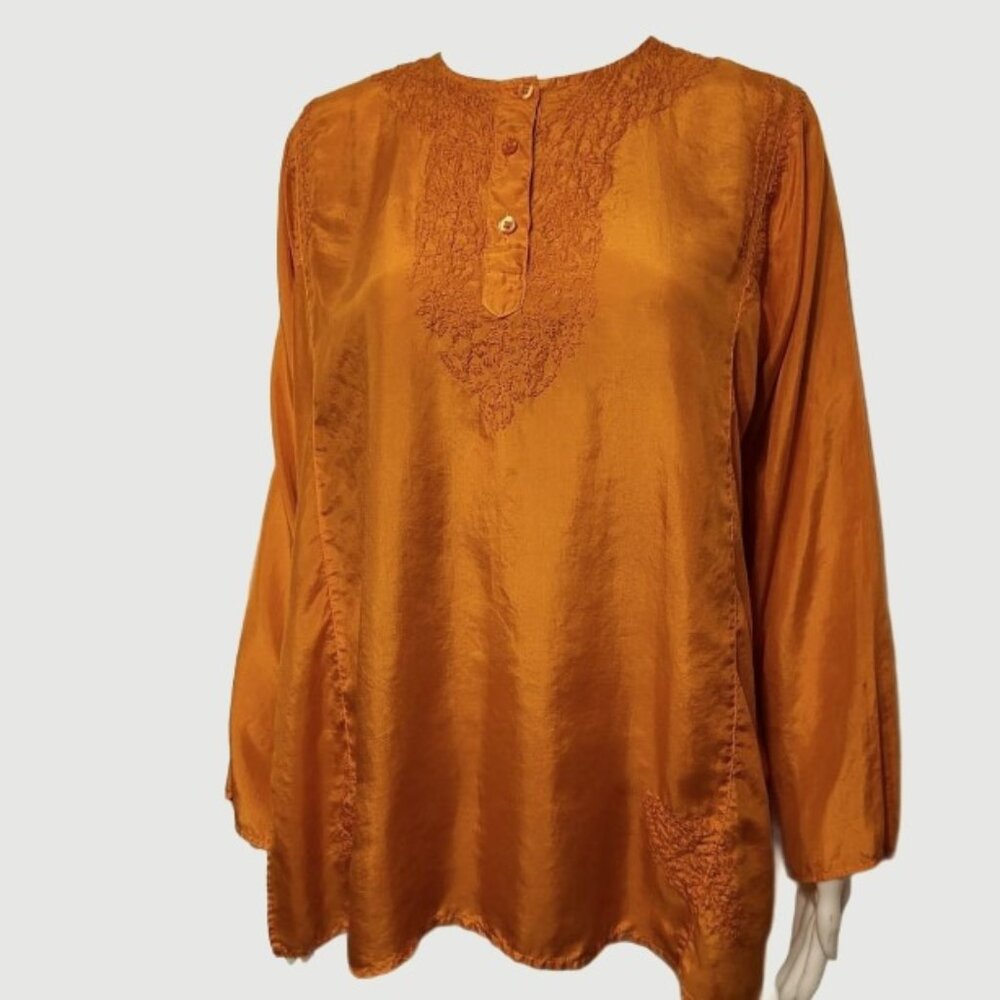 100% Silk Orange Tunic by Karma Highway